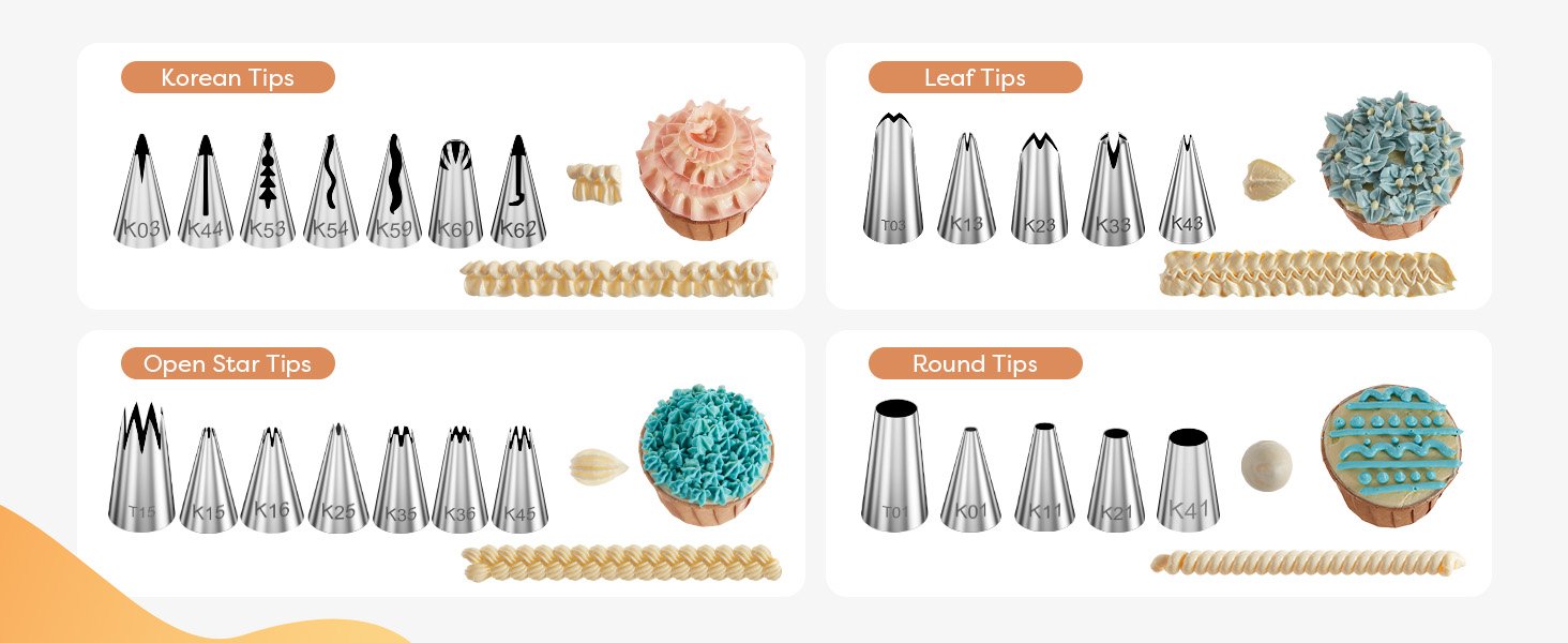 piping bags and tips set