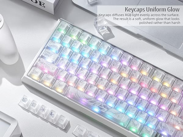 Clear Keycaps,Shine-Through Keycap,Jelly Keycap Cherry Profile Keycaps for Mechanical Keyboard