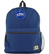 BAZIC School Backpack 16" Navy Blue, Lightweight School Bag Padded Back &amp; Adjustable Strap for St...
