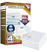 TAILI 4 Pack Vacuum Storage Bags, Jumbo Vacuum Seal Bags for Clothing (40x31 Inch), Space Saver f...