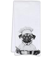 Cabana Bro Funny Chef Pug Kitchen Towels, Pug Lovers Gifts, Funny Dog Dish Tea Towels for Kitchen...