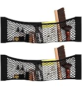 TOBWOLF 2PCS 25x80cm / 9.8x31.5in Mesh Storage Pocket Bag with Tape Sticker, Hook & Loop Elastic ...