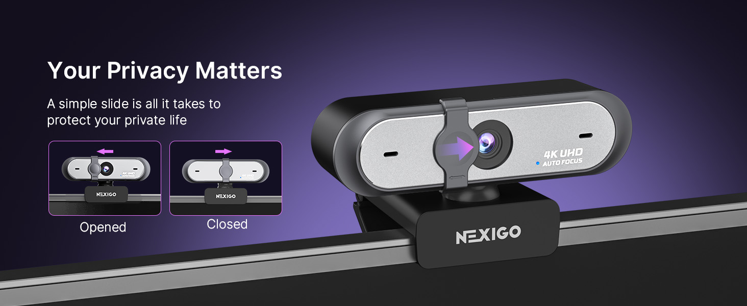 N660P Pro is mounted on a desktop, with a small inset showing privacy cover open/closed.