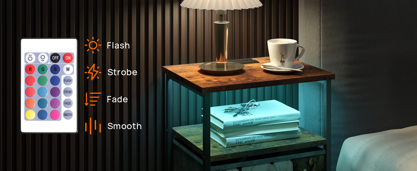 Nightstands Set of 2 with Charging Station