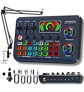 HOSONGIN All-in-One Podcast Equipment Bundle with DJ Mixer, Audio Interface, Microphones, Stands,...
