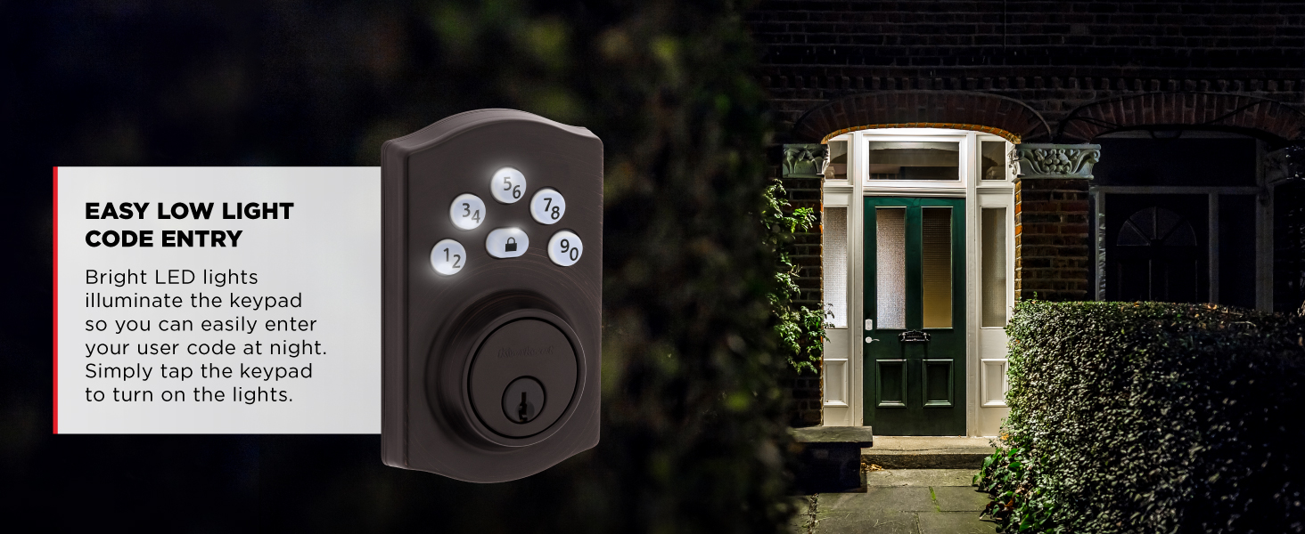 kwikset powerbolt 240 easy low light code entry bright led lights illuminate keypad night dark see