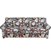 hyha Couch Cover, Floral Pattern, Stretch, Printed, 4 Pieces, Sofa Slipcovers, for 3 Separate Cus...