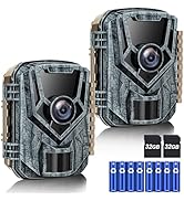Punvoe Trail Camera 2 Pack 36 MP 2.7K Game Camera 32GB Memory Card 4 Batteries Time 2.0