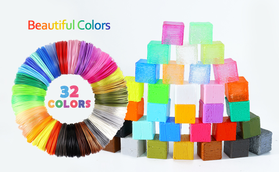 mika3d 1.75mm 32 colors 3d pen filament pla printer material sample refill pack