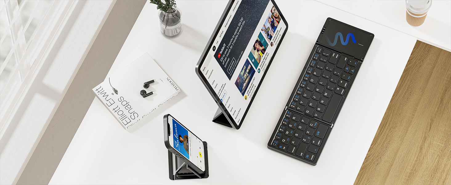 Foldable Bluetooth Keyboard, Folding Portable Wireless Keyboard