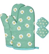 AUAUY Oven Mitts and Potholders, BBQ Gloves Heat Resistant, 1 Pair Oven Mitts and 2 Pot Holders, ...