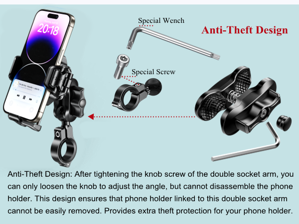 Anti-Theft motorcycle phone mount bike cell phone holder