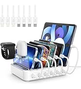 Charging Station for Multiple Devices,60W 6 Port Charger Station with 7 Mixed Charging Cables,USB...