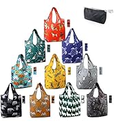 BeeGreen Animal Reusable Shopping Bags Grocery Totes 10 Pack with Zipper Carry Pouch Cute Shopper...