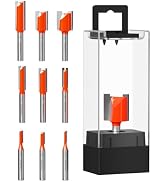 Crosstar 9Pcs Carbide Straight Router Bit Set 1/4" Shank,for Woodworking | Double &amp; Single Flute ...