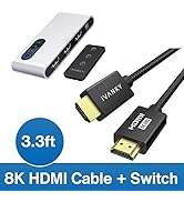 IVANKY 8K HDMI 2.1 Switch with Remote + 3.3ft 8K HDMI 2.1 Cable