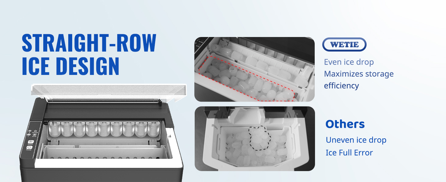 ice makers with straight-row ice design