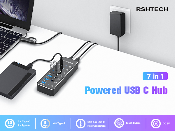 7 in 1 powered usb c 3.2 hub