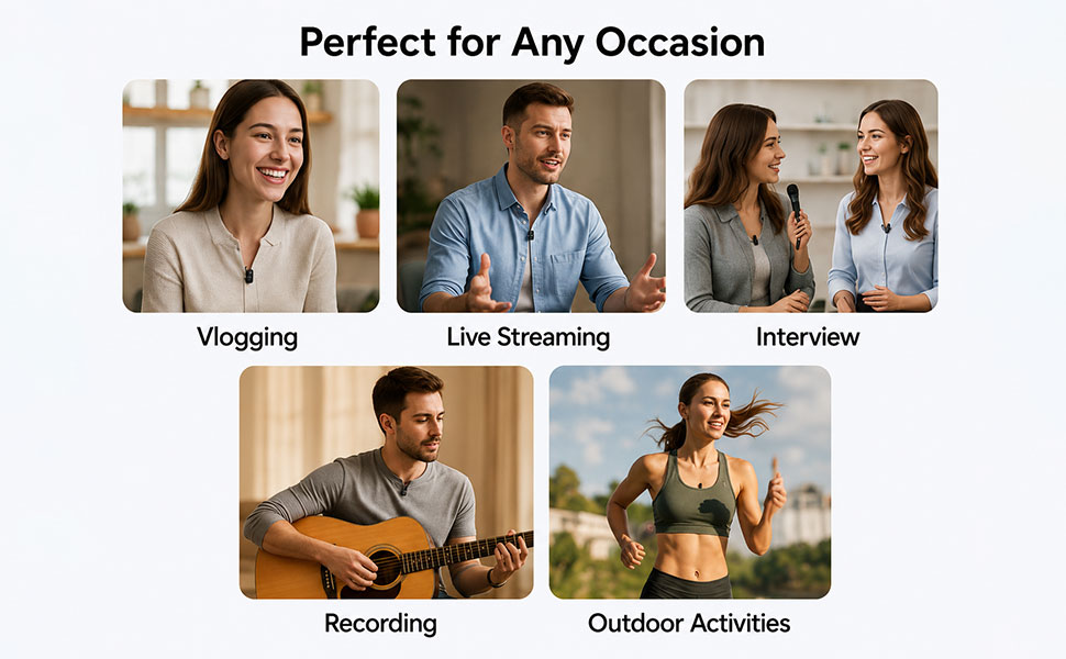 KoXeetech Back Wireless Lavalier Microphone for iPhone/Android