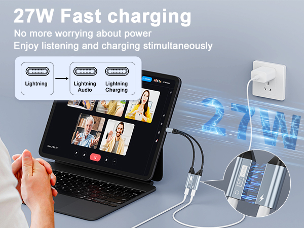 Apple MFi Certified Dual Lightning Splitter for iPhone/Pad - Audio