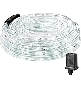 Lighting EVER 33ft 240 LED Outdoor Rope Lights Cool White 6000K, 24 V Connectable, Waterproof Cle...