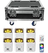 DazzlingStage 9600mAh Wireless Uplights with Charging Case, 6x20W RGBWA UV Stage Lights, APP/DMX5...