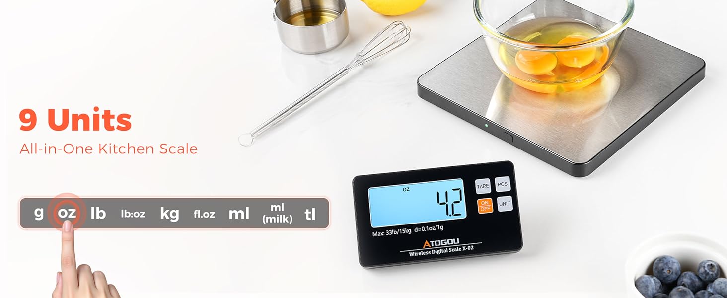 Atogou Upgraded Wireless Food Scale