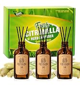 SCENTORINI Citronella Reed Diffuser Set, 10 oz Summer Lemongrass Essential Oil Diffuser with 18 S...