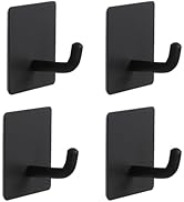 Vanloory Bath Towel Hooks, 4 Pack Strong Self Adhesive Coat/Clothes Hooks, No Drilling Sticky Hoo...