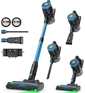 Zefiro 450W Cordless Vacuum Cleaner,45Mins Runtime Vacuum Cleaners for Home, Anti-Tangle and 1.5L...