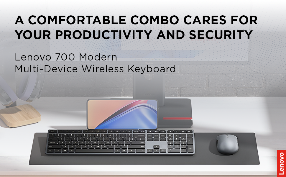 Lenovo 700 Modern Multi-Device Wireless Keyboard - A comfortable combo cares for your productivity