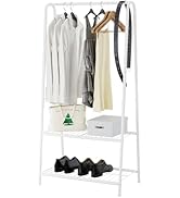 Buzowruil Metal Small Clothes Rack,Clothing Garment Rack with Double Layer Shelf for Clothes,Dres...