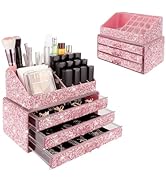 KEYPOWER Makeup Organizers Drawer Bling Diamond,Fashion Countertop Jewelry Cosmetic Storage Displ...