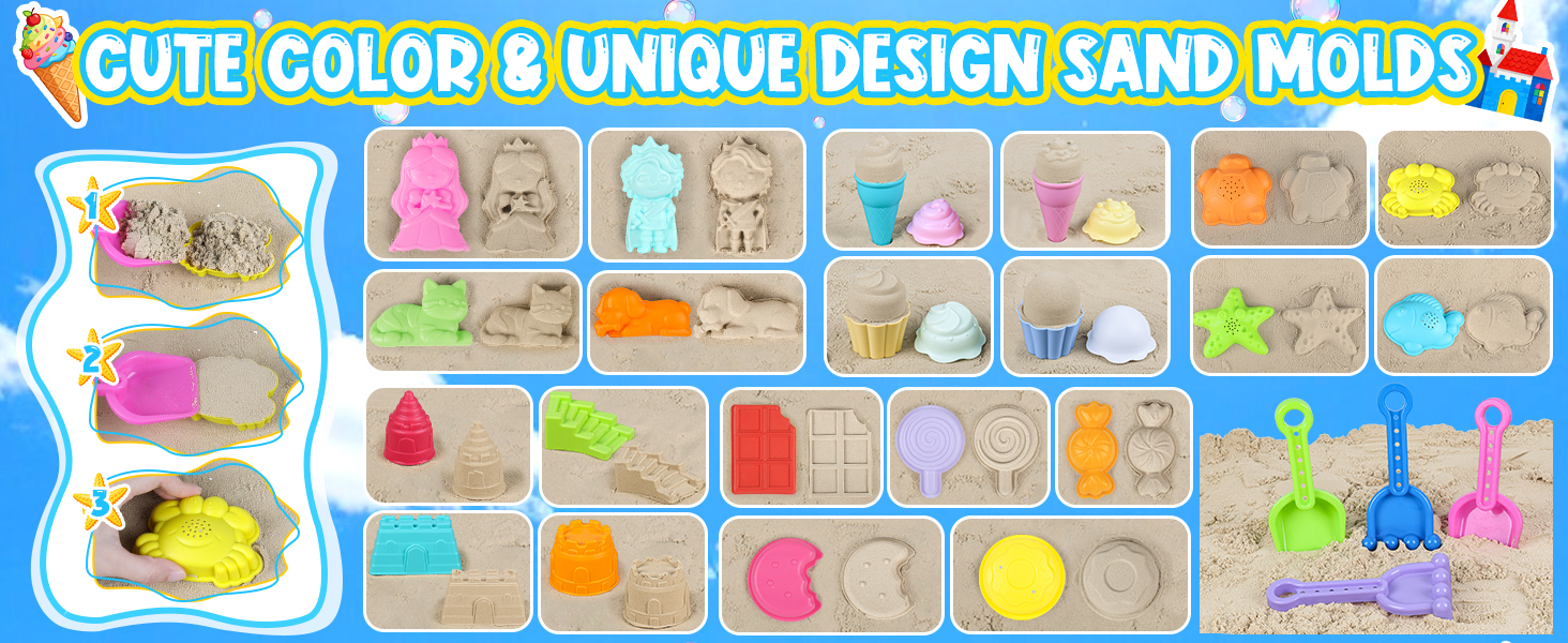 Sand Castle Building Kit, Ice Cream Sand Toys, Cupcake Sand toys, Princess Prince Sand Molds