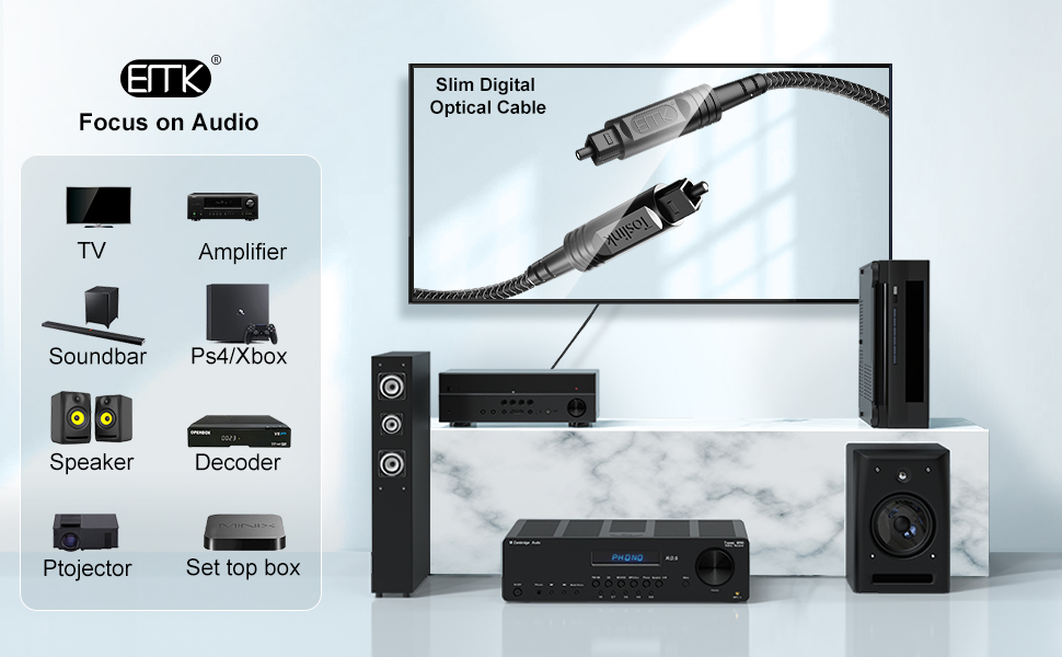 Slim Digital Nylon Braided Optical Cable