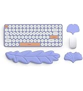 Lauspuck Keyboard Wrist Rest Pad Set, Leaf Shape PU Leather Memory Foam Wrist Cushion Support,Mou...