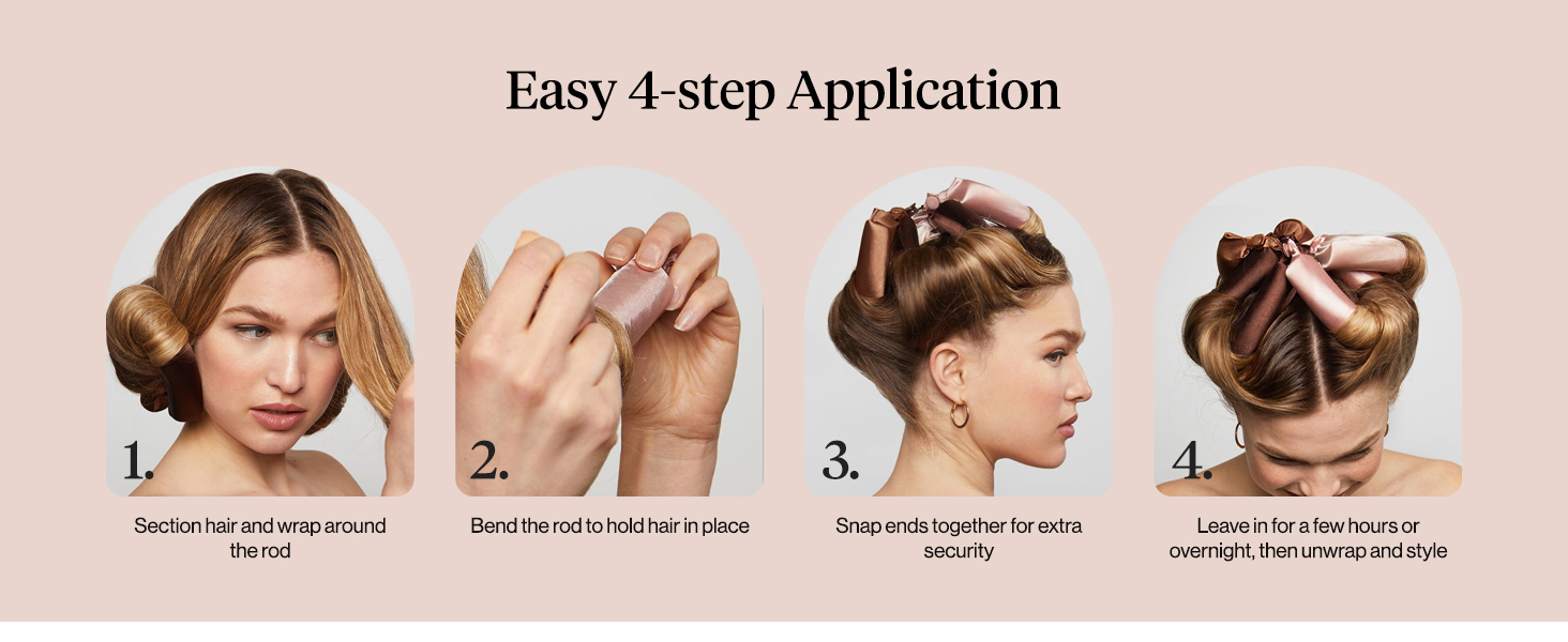 Kitsch Satin Hair Curlers, Heatless Curling Rod - Jumbo Flexi Rod,