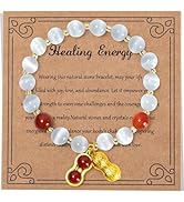 Inspirational Natural Stone Bracelet for Women Men ,Healing Gift-8 Chakra Energy Bracelet with Ja...