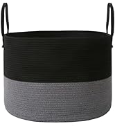 JMvicyroam Woven Blanket Basket,65L Large Rope Storage Bin with Handles, Organizer for Blankets T...