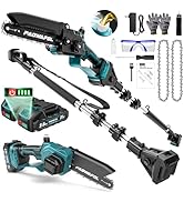 PAOWAFOL 2-in-1 Pole Saws for Tree Trimming, Mini Chainsaw Cordless 6 Inch with 15 FT Max Reach, ...