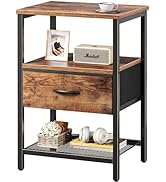Huuger Night Stand with Fabric Drawer, Side Table with Mesh Shelf, Bedroom Nightstand, Fabric Dra...