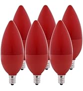 Bioluz LED Red Candelabra Bulbs 4W 25 Watt C37 E12 Base 120° Beam Angle UL Listed Candle Bulb Hol...