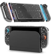 RHOTALL [Upgraded Version &amp; Easy to Put Into The Dock] Clear Glitter Dockable Case for Nintendo S...