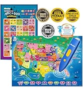 Bilingual Interactive for Kids Talking USA Map Alphabet Poster for Toddlers Learning and Educatio...