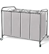 STORAGE MANIAC Laundry Sorter 4 Section, Laundry Hamper with Wheels, Laundry Basket Sorter, Laund...