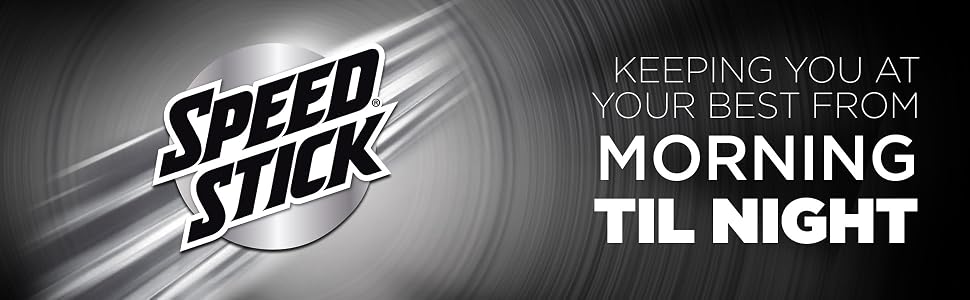 Speedstick Logo on gray background and the wording Keeping You At Your Best From Morning Til Night