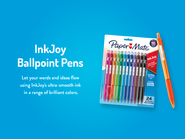 paper mate inkjoy ballpoint pens shiny metal clip colorful teacher student notebook binder school