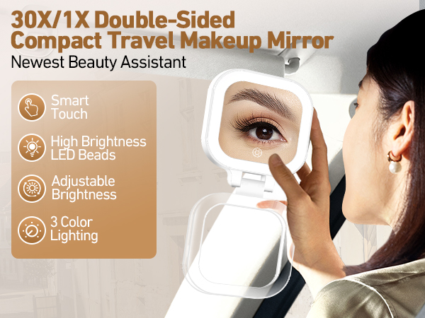 travel makeup mirror with light