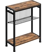 Small Side Table for Small Space, 3-Tier Narrow End Table with Magazine Holder,Slim Nightstand, S...
