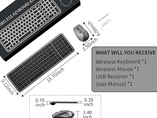 Silent wireless keyboard and mouse